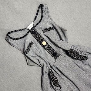 Vintage Dressing Clio Patchwork Houndstooth Black & White Mini Summer Tank Dress